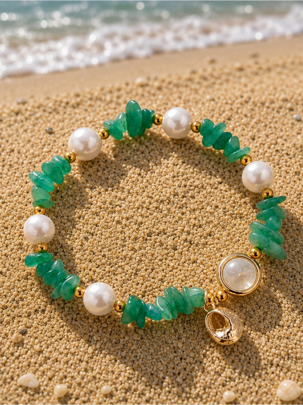 Green Bohemian Beach Bracelet